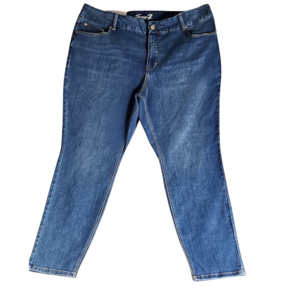 Seven7 Womens Plus Size 20W Tummyless Hilo Skinny Jeans High Rise Stretch Denim